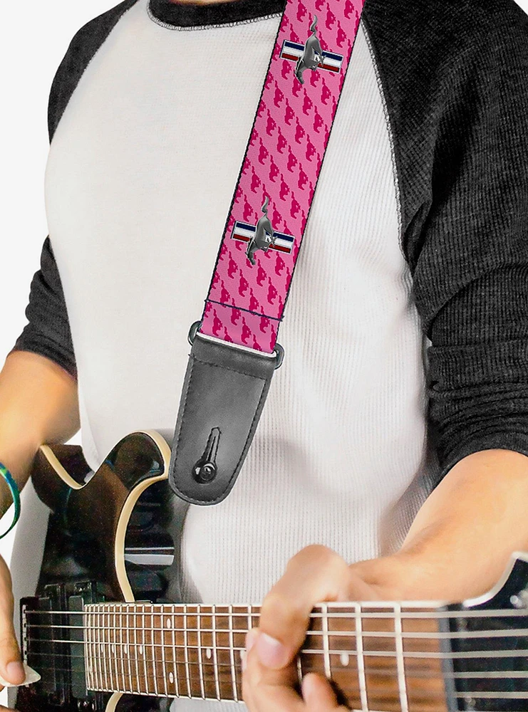 Ford Mustang Bars Text Pink Logo Guitar Strap