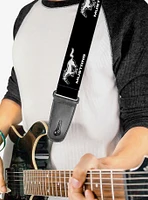 Ford Mustang Black White Logo Repeat Guitar Strap