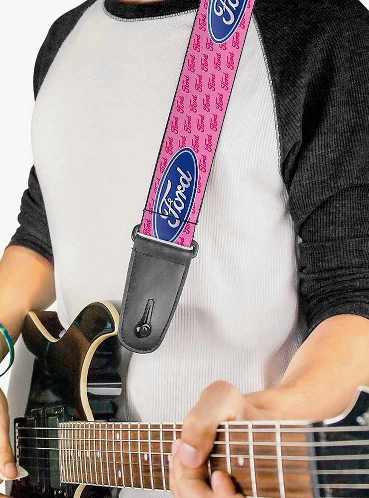 Ford Oval Text Pink Repeat Guitar Strap