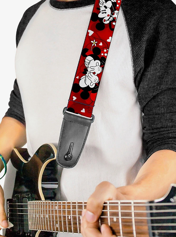 Disney Mickey Mouse and Minnie Hugs Kisses Poses Guitar Strap