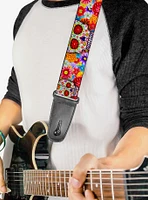 Sugar Skull Starburst White Multi Color Guitar Strap