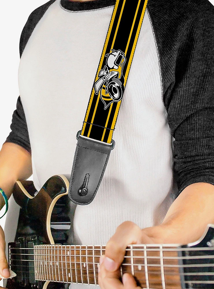 Super Bee Logo Black Yellow White Guitar Strap