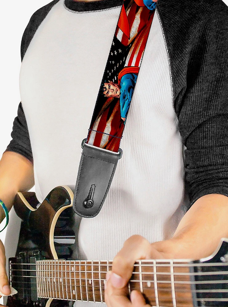 DC Comics Superman Poses American Flag Guitar Strap