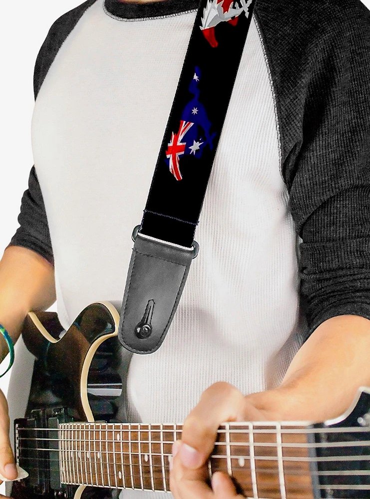 Mustang Silhouette International Flags Guitar Strap