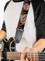 Tranquility Beats Calaveras Floral Equalizer Black Multi Guitar Strap