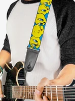 Looney Tunes Tweety Bird Close Up Expressions Blue Guitar Strap