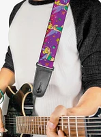 Disney Tinker Bell Poses Flowers Stars Skull Guitar Strap