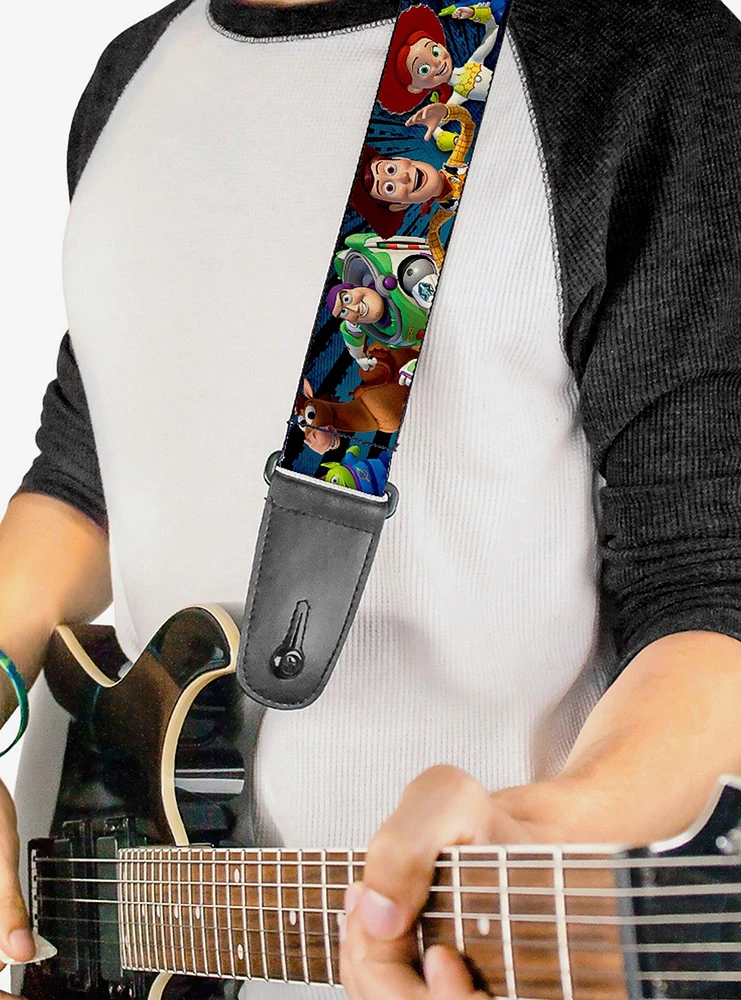Disney Pixar Toy Story Characters Running Denim Rays Guitar Strap