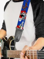 Looney Tunes Bugs Bunny Poses Blue Guitar Strap