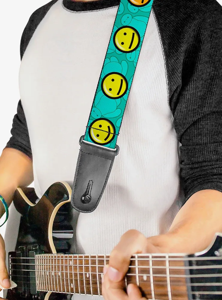 Guitar Strap - Electric Stitch Poses Black Neon Blue