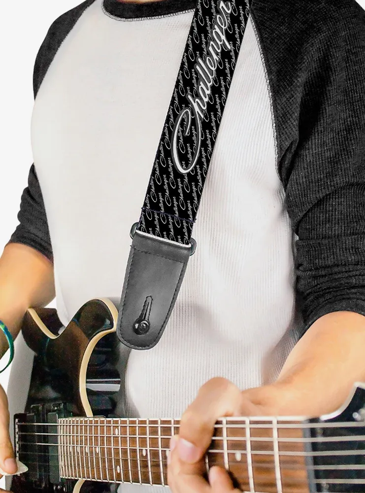 Challenger Repeat Text Black White Guitar Strap