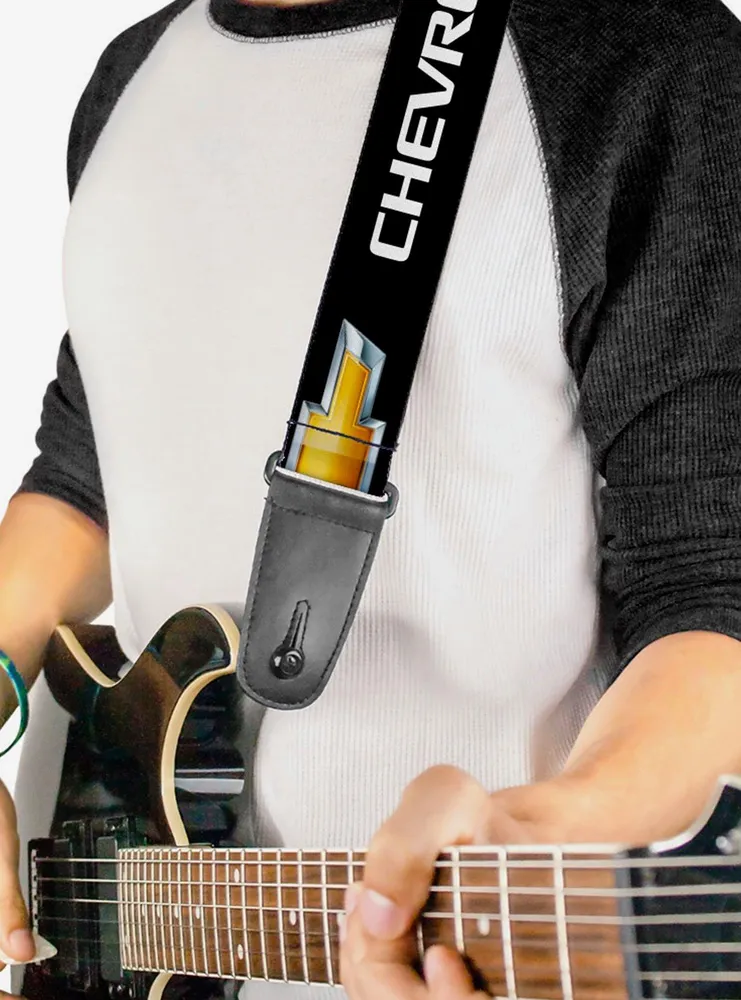 Chevrolet Bowtie Black Gold White Guitar Strap