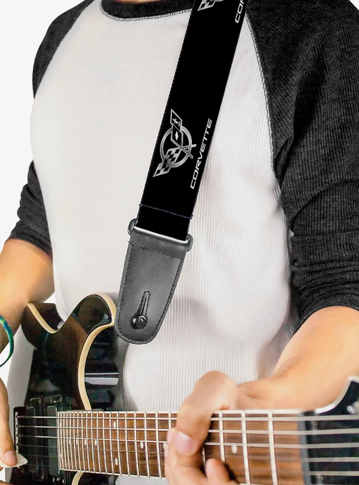 Corvette Black Silver Repeat Guitar Strap