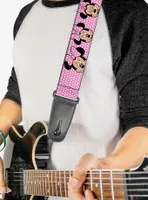 Disney Minnie Mouse Expressions Polka Dot Pink Guitar Strap