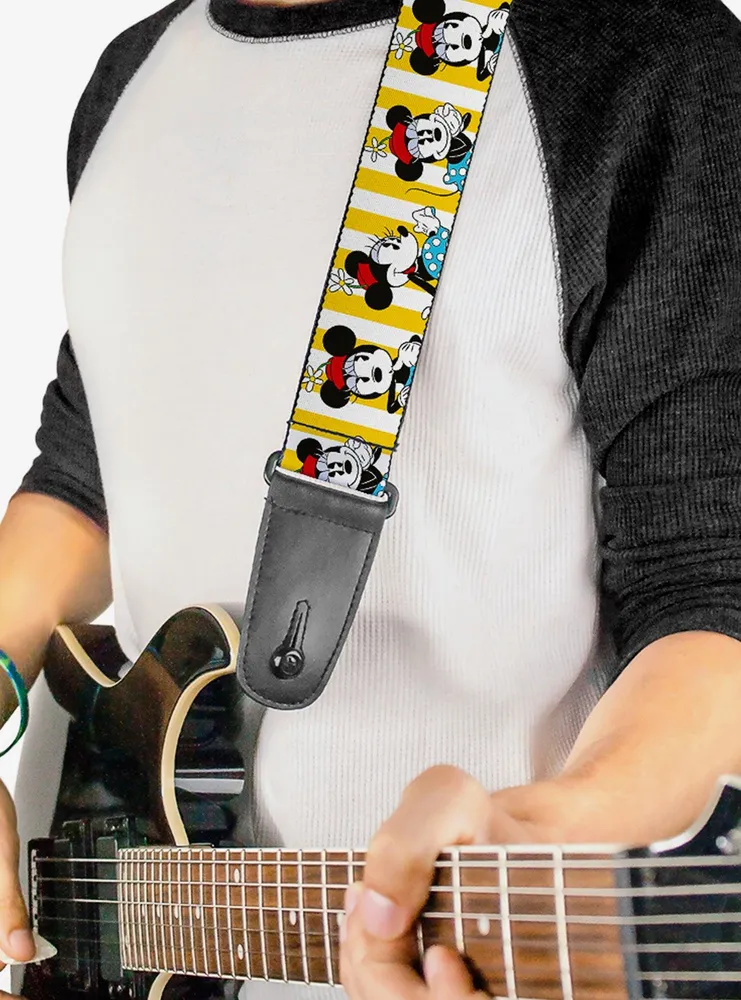Disney Minnie Mouse Hat Poses Stripe Guitar Strap