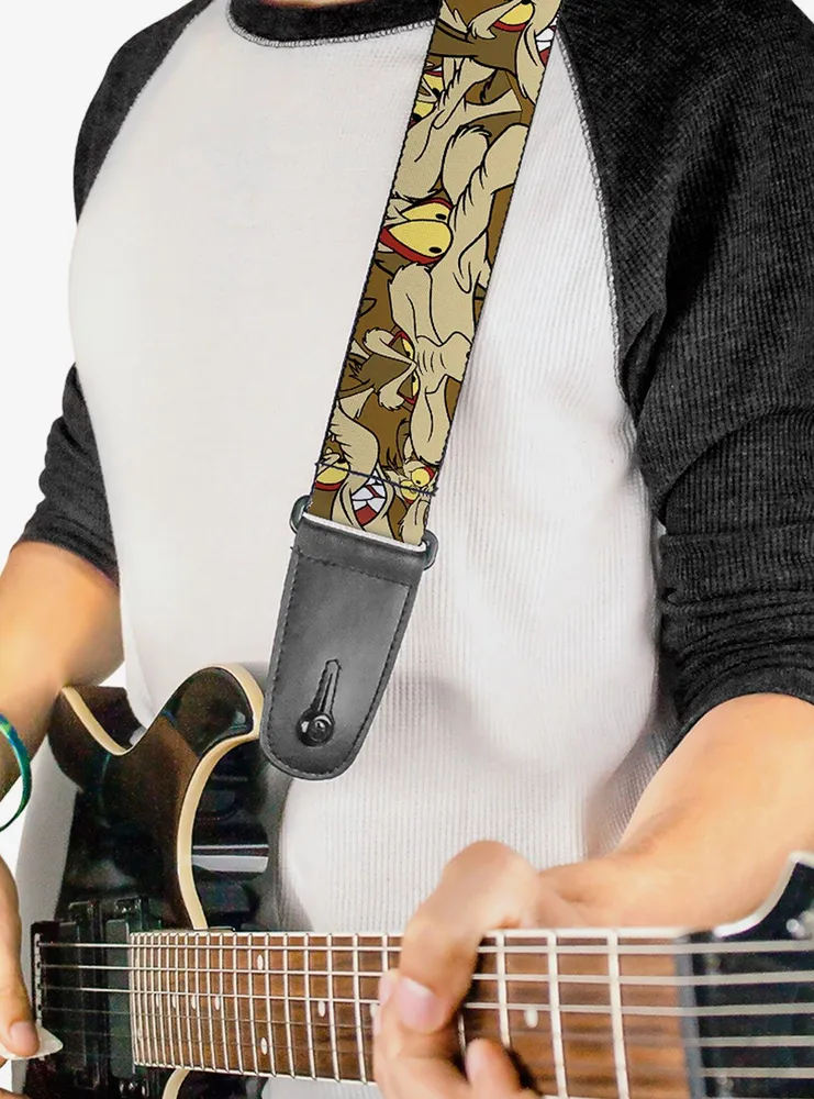 Looney Tunes Wile E Coyote Stacked Expressions Guitar Strap