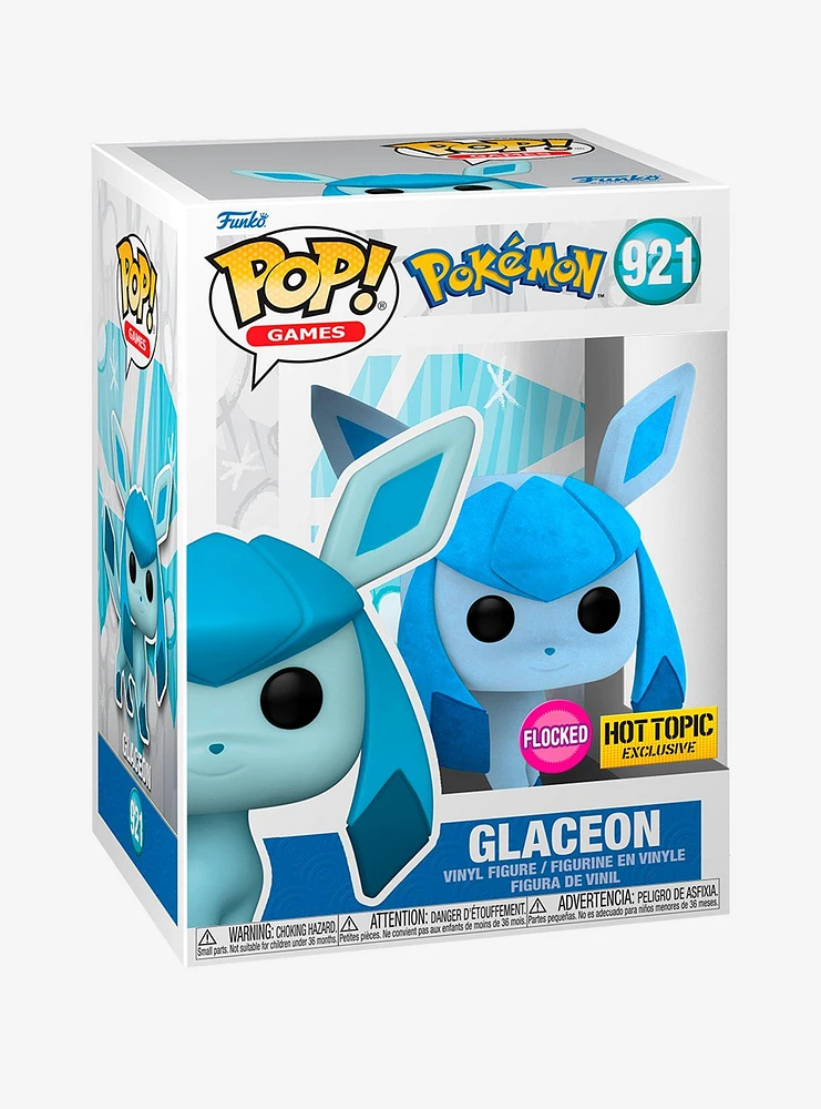 Funko Pokemon Pop! Games Glaceon (Flocked) Vinyl Figure Hot Topic Exclusive