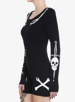 Bones Dagger Spider Long-Sleeve Lounge Romper