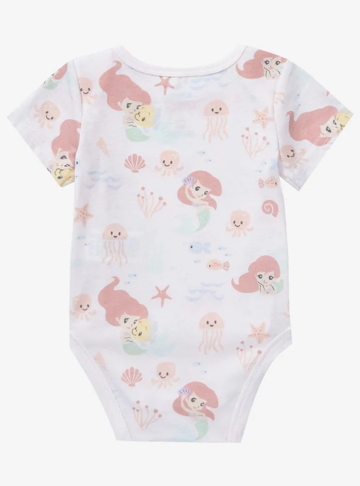 Disney The Little Mermaid Baby Ariel & Flounder Allover Print Infant One-Piece - BoxLunch Exclusive