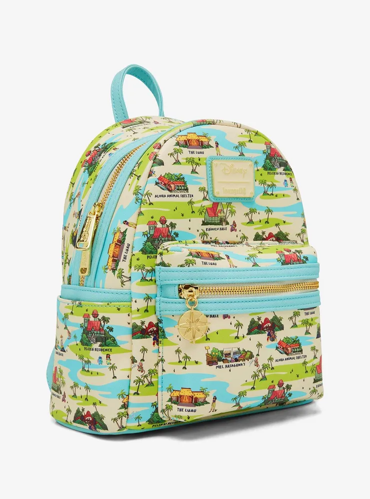 Loungefly Disney Lilo & Stitch Locations Allover Print Mini Backpack - BoxLunch Exclusive