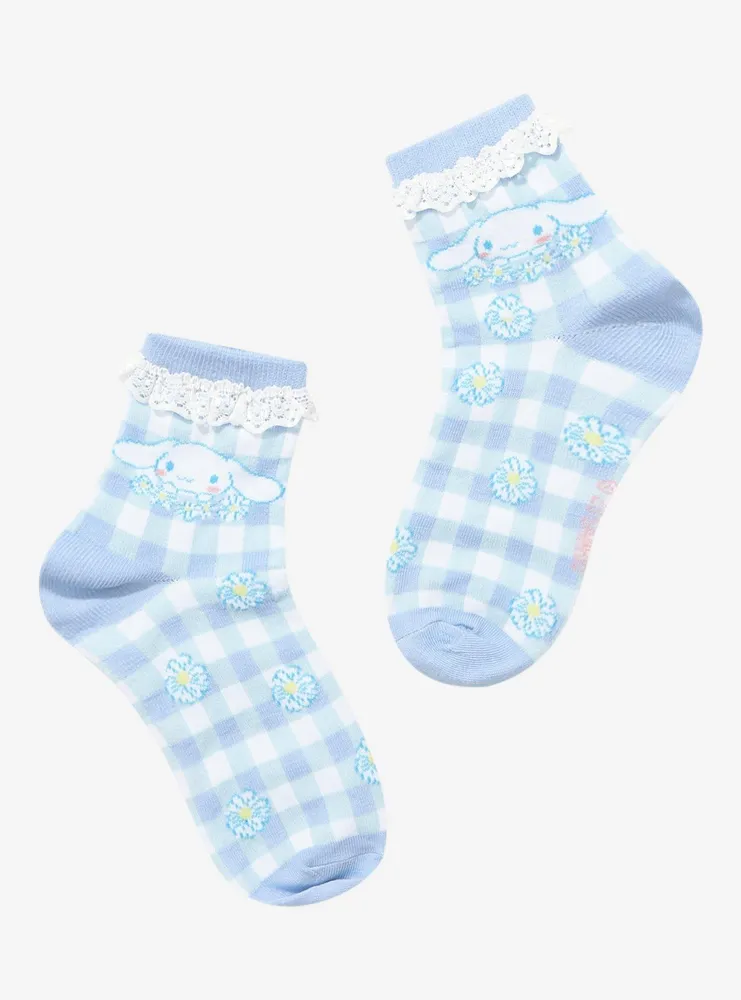 Cinnamoroll Gingham Floral Lace Ankle Socks