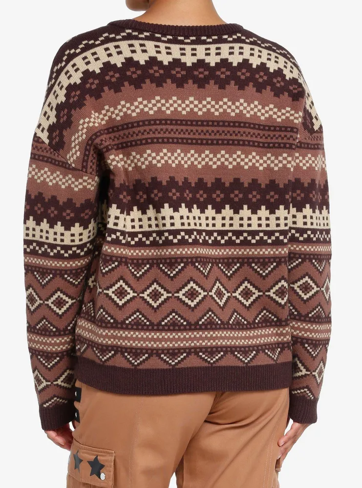 Social Collision Skull Suns Fair Isle Girls Sweater