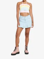 Sweet Society Pastel Rainbow Crop Girls Knit Halter