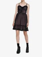 Sweet Society Mesh Overlay Lace-Up Dress