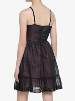 Sweet Society Mesh Overlay Lace-Up Dress