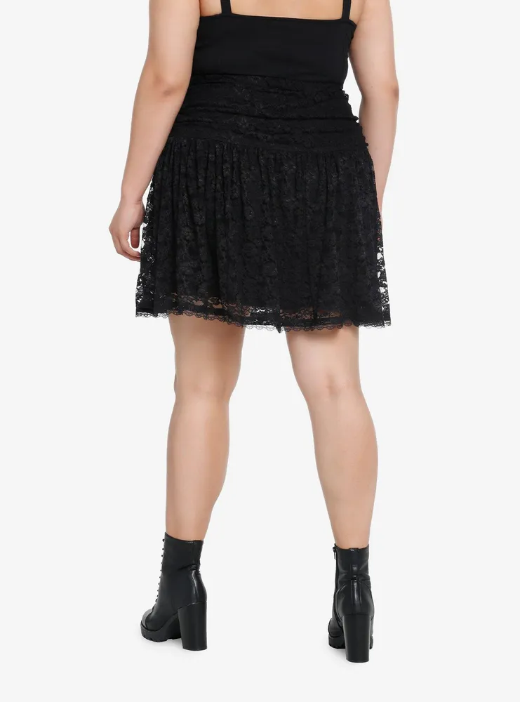 Cosmic Aura Black Lace Overlay Skirt Plus