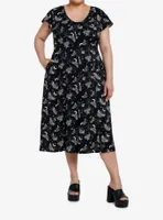 Cosmic Aura Witchy Moth Midi Dress Plus