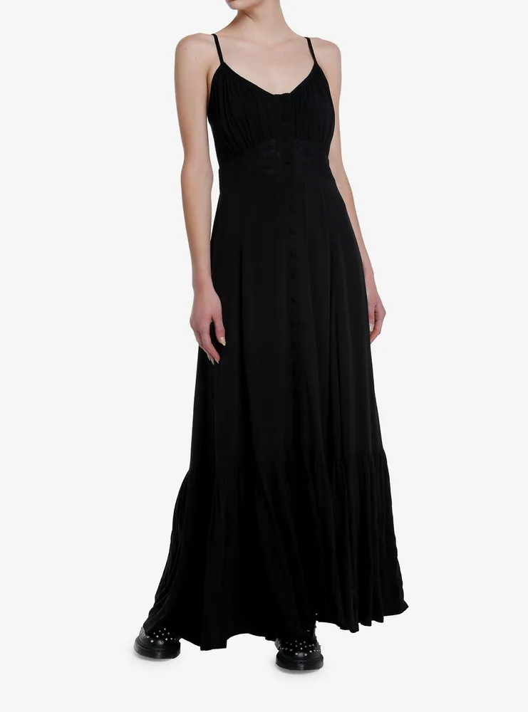 Cosmic Aura Black Lace Maxi Dress