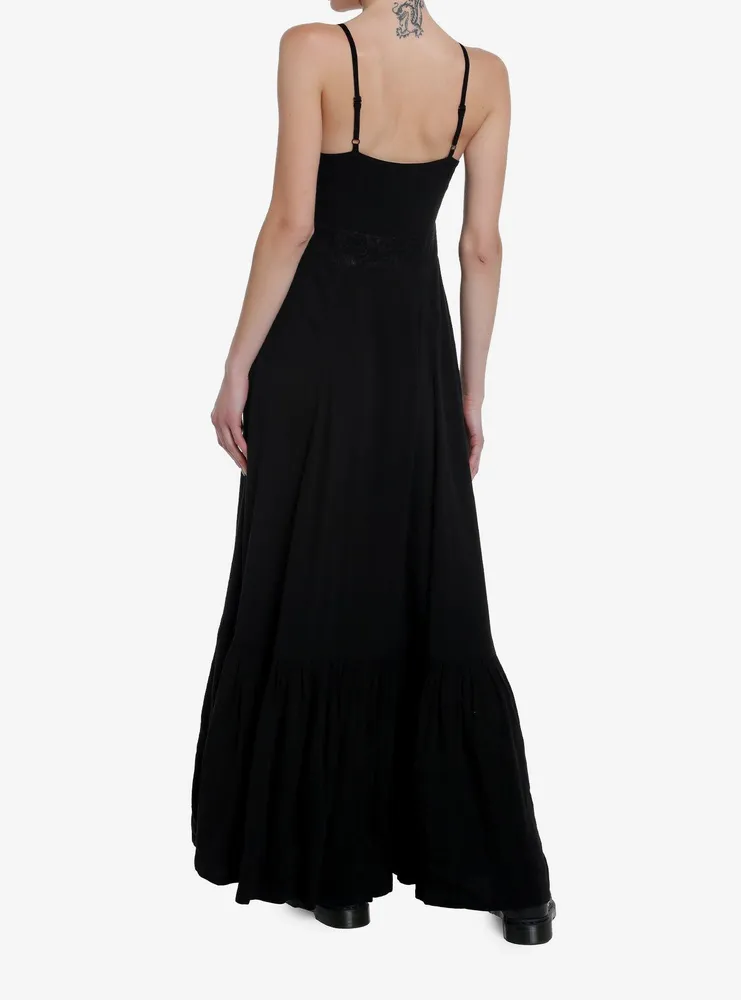 Cosmic Aura Black Lace Maxi Dress