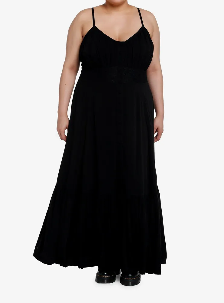 Cosmic Aura Black Lace Maxi Dress Plus