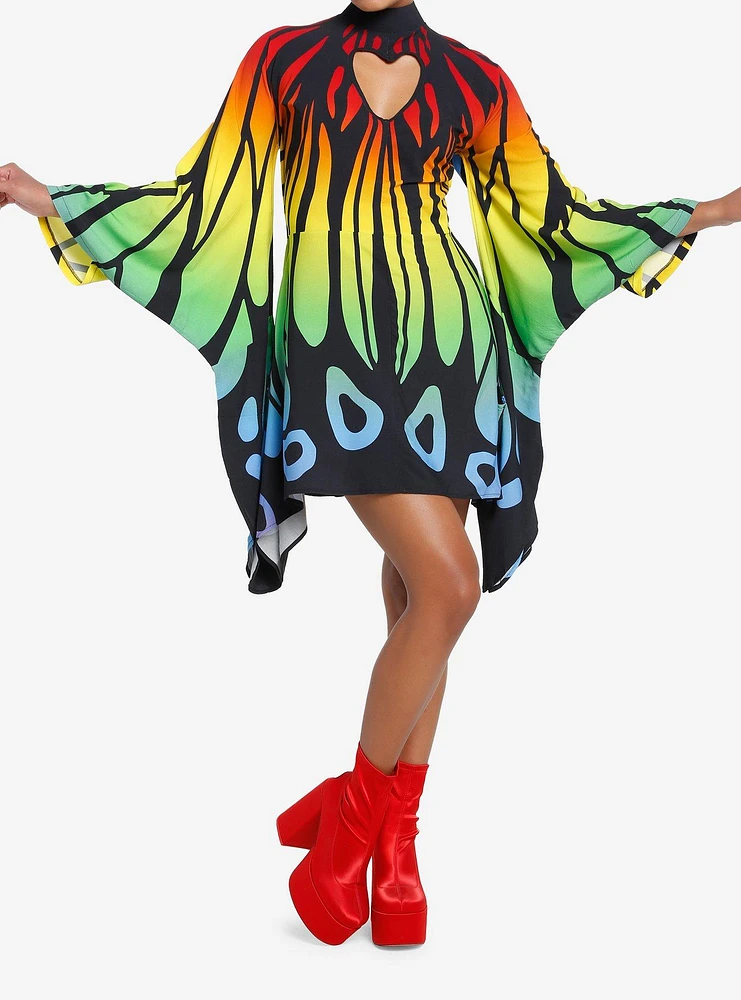 Thorn & Fable Rainbow Butterfly Mini Dress