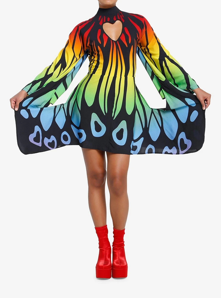 Thorn & Fable Rainbow Butterfly Mini Dress