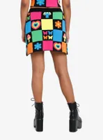Social Collision Rainbow Retro Patchwork Knit Skirt