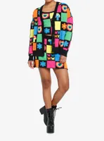Social Collision Rainbow Retro Patchwork Knit Skirt