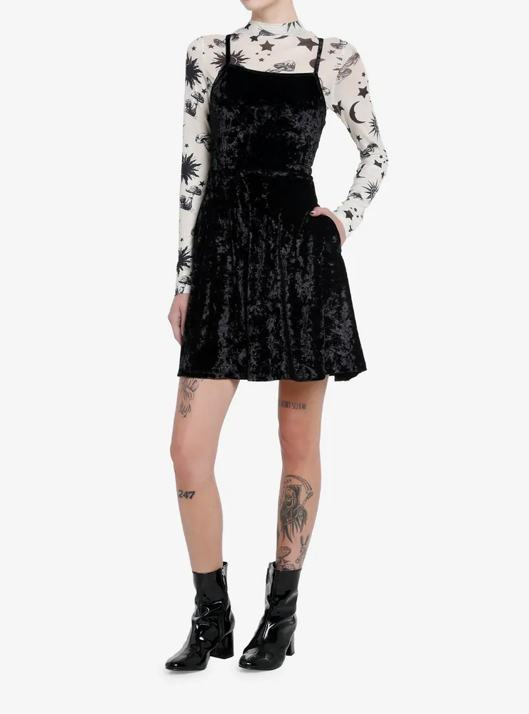 Cosmic Aura Celestial Mesh Velvet Twofer Dress