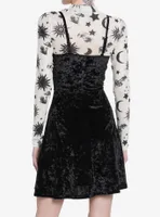 Cosmic Aura Celestial Mesh Velvet Twofer Dress