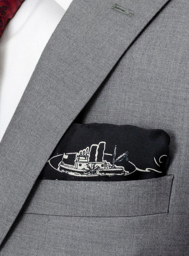 Disney100 Steamboat Willie Black Pocket Square