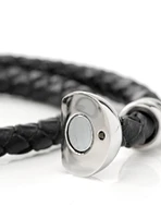 Disney Mickey Mouse Black Double Wrapped Leather Bracelet