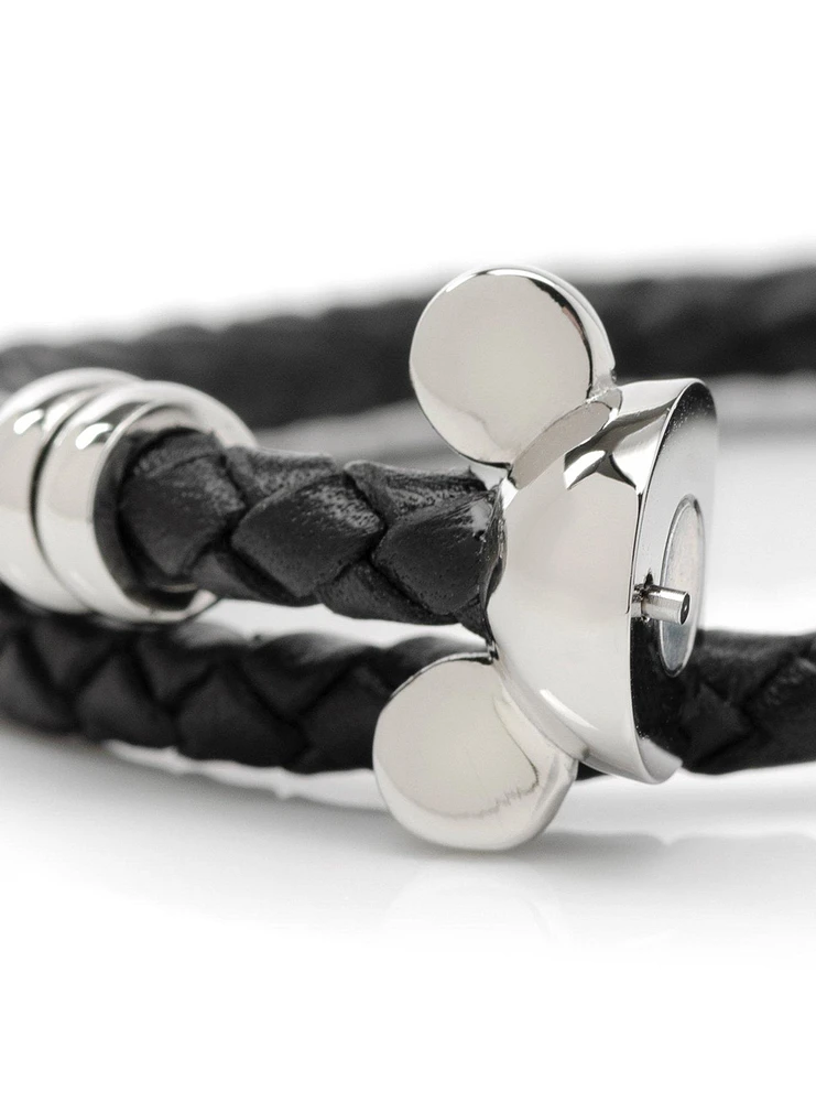 Disney Mickey Mouse Black Double Wrapped Leather Bracelet