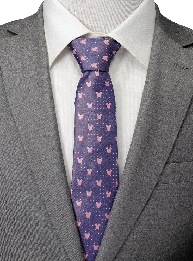 Disney Mickey Mouse Silhouette Purple Pink Dot Tie