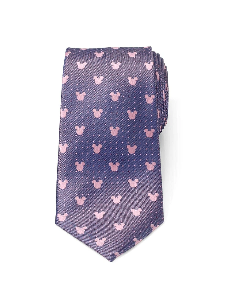 Disney Mickey Mouse Silhouette Purple Pink Dot Tie