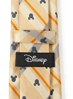 Disney Mickey Mouse Silhouette Tan Plaid Tie