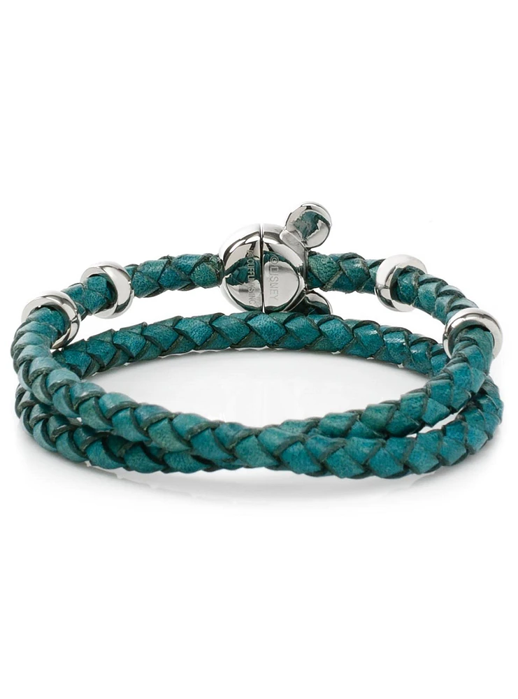 Disney Mickey Mouse Teal Double Wrapped Leather Bracelet