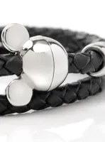Disney Mickey Mouse Black Double Wrapped Leather Bracelet