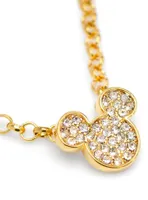 Disney Mickey Mouse Gold Crystal Chain Tie Bar