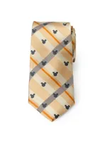 Disney Mickey Mouse Silhouette Tan Plaid Tie